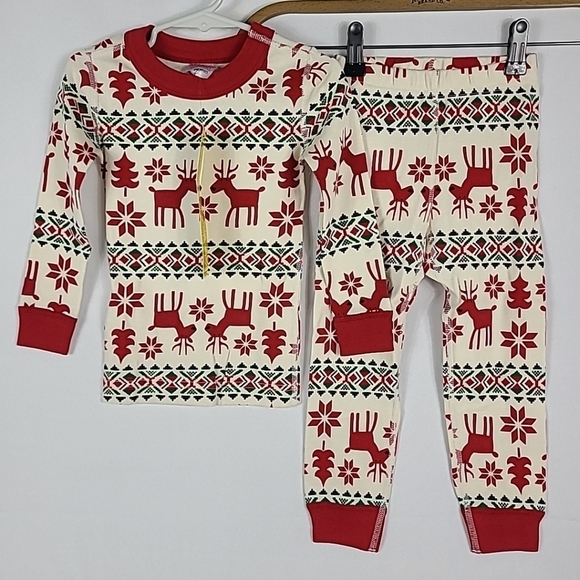 NEW Hanna Andersson Unisex Pajama Set Dear Dear Holiday Print Sz 3T 100% Cotton - Picture 1 of 7